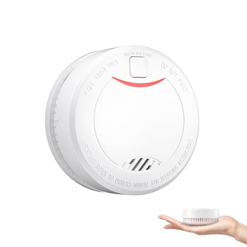 HEIMAN Detector de Humo de 10 años de Vida útil, Detector de Incendios fotoeléctrico, Certificado ‌DIN EN14604, VDS y LPCB‌, Alarma Fuerte con 85 dB, Color Blanco, Material de Montaje