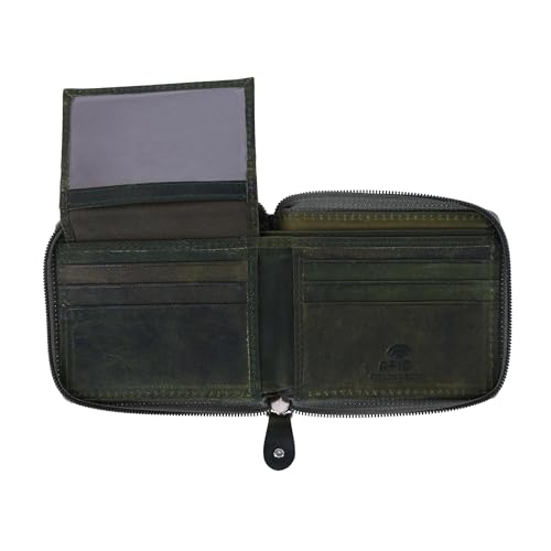 CTM Men's RFID Zip Around Wallet, Green4