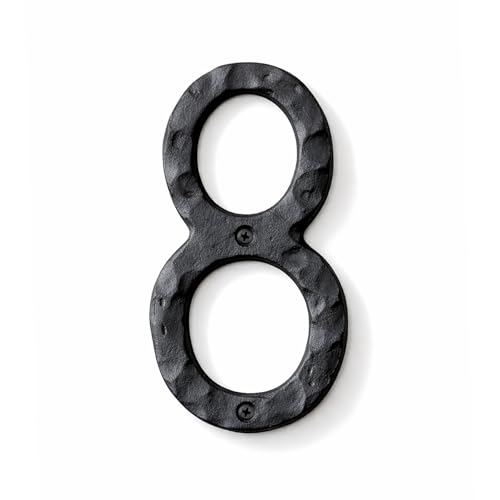Image of NACH House Numbers for Outside, 5.5 inch Black Address Numbers for House - Number 8 - Rustic Numbers for Outside with Mounting Hardware