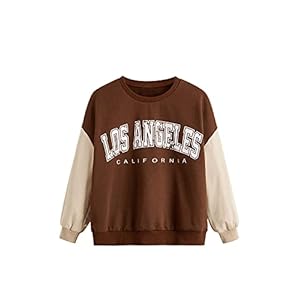 SOLY HUX Girl’s Color Block Letter Print Long Sleeve Pullover Top Sweatshirt