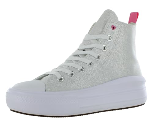 Converse Chuck Taylor All Star Move High PS Girls Shoes Size 7, Color: White/Oops Pink/White