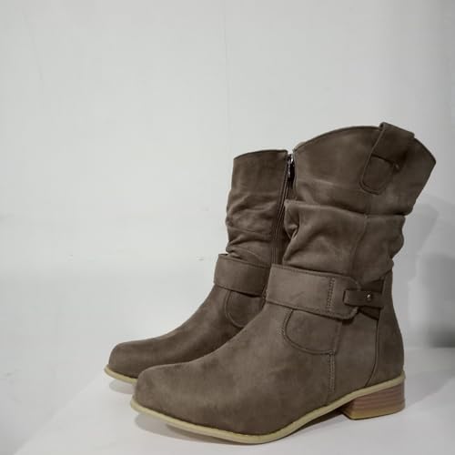 Bottines larges en daim femme à petit talon et bout pointu - 3
