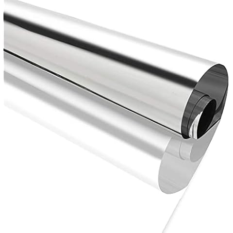 SUMAGITIN Pravicy Window Film One Way Mirror Effect Film Daytime Reflective Self-Adhesive Decorative Heat Control Anti UV Window Tint for Home and Office 2Mil,Silver&Silver,60 Inch x 66 Feet Cover