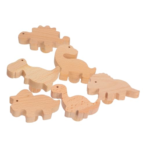 PRETYZOOM Modern Dresser Knobs Set 6pc Wooden Dinosaur Knobs with Screws Decorative Cabinet for Kids Rooms