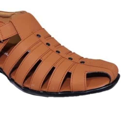 Image of Men's Sandals The Ultimate Blend of Comfort, Style, and Durability Comfortable Fisherman Sandals, Premium PU Padding, Synthetic Leather, Tan - Stylish Footwear