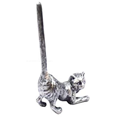 Rustic Silver Cast Iron Cat Paper Towel Holder 10