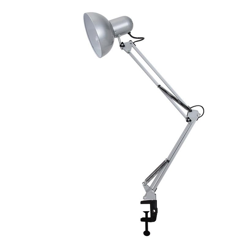 TANKUAI Lámparas de Escritorio, Lámpara de Escritorio, Lamparas de Mesita de Noche,Brazo articulado de metal, Lámpara de Mesa Ajustable para Oficina, Sala, Estudio y Dormitorio(Silver)