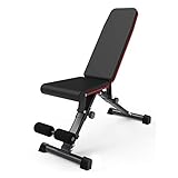 💪[Komfortabeles & Ergonomisches Design] - Komfortable, weiche, mit hoher Dichte gepolsterte Rückenlehne und Sitz sichern den Körper fest und reduzieren die Muskelermüdung während des Trainings. Diese Hantelbank verfügt über eine mit weichem Kunstleder bezogene Rückenlehne und einen Sitz, die mit einem dichten Schaumstoffpolster mit einer Dicke von 2 Zoll gefüllt sind, sodass Sie bequem verschiedene Übungen ausführen können.