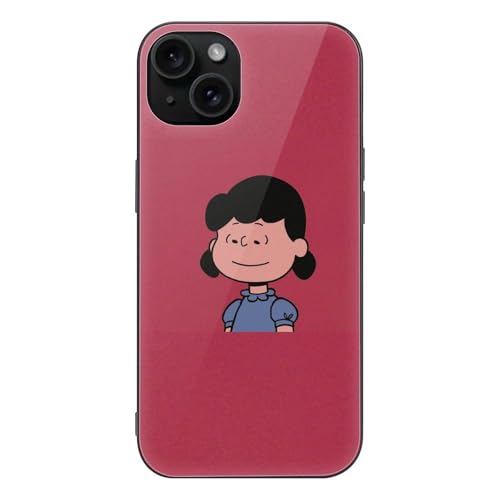 Booaee iPhone 15 Plus 用 ケース スヌーピー ガラス 黒 TPU 肌触り 指紋防止 クリエイティブパターン 傷防止 落下防止 耐久性のある