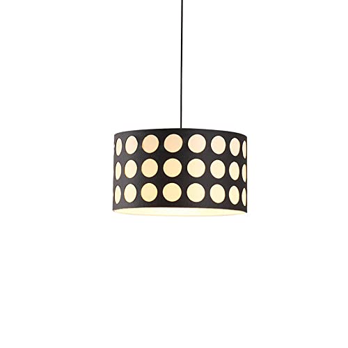 Lustre tambour bohème en tissu à pois blancs et noirs pour chambre d'enfant