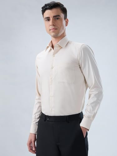 Image of Park Avenue Men Modern Slim Fit Structure Pattern Cotton Polyester Blend Semi Cutaway Collar Full Sleeve Formal Shirt