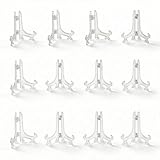 Artliving 3 Inch Clear Plastic Easels or Stand/Plate Holders to Display Pictures or Other Items at Weddings, Home Decoration, Birthdays, Tables (12 Pack)