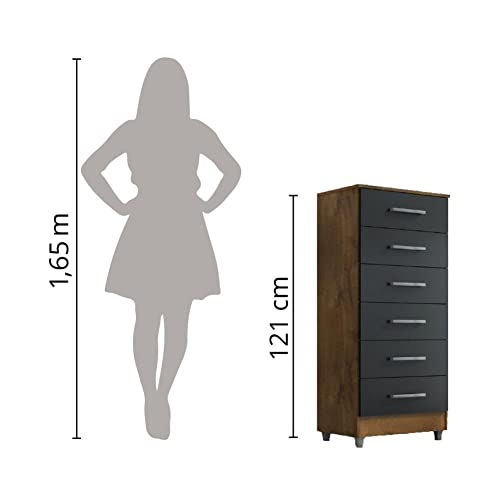 Comoda Helena 6 Gav Castanho/onix