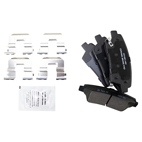 Image of TRQ Rear Brake Pad and Rotor Set Ceramic Parking Shoe Compatible with 2016-2017 Kia K900