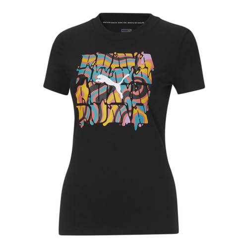 T-shirt Puma Lava noir pour femme, coupe slim en pur coton taille M