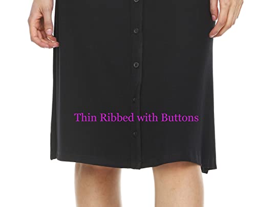 Womens Ribbed A-Line Skirt w/Buttons - BK-JH2532