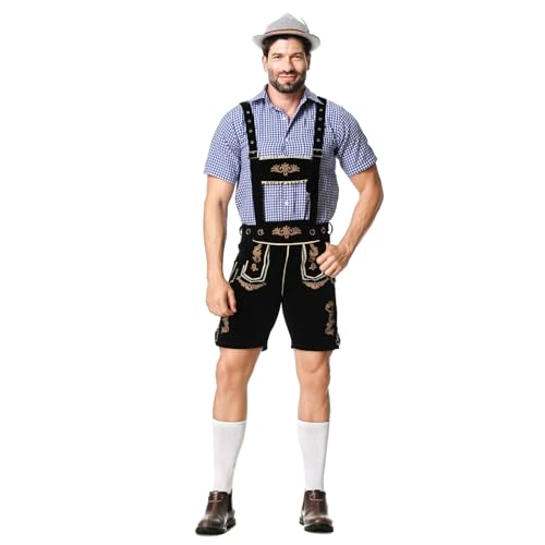 Pantalones bordados con tirantes y camisa a cuadros de calidad para el festival de la cerveza 3