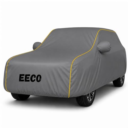 Image of Premium Waterproof Car Cover for Eeco | Soft Cotton Lining Heavy Duty Triple Stitched Heat Resistant Outdoor Cover Comes with Mirror and Antenna Pocket Full Bottom Elastic (Zig Zag Grey)