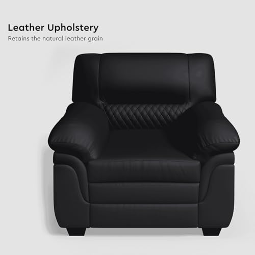 Image of Interio by Godrej Sofa Orleans Plus 1 Seater Sofa for Living Room, Leather, Black