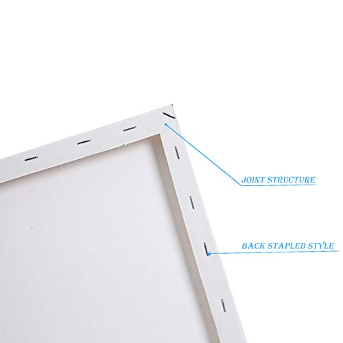 Canvas Boards for Painting 11x14, Pre Stretched Canvas Blank White Value Pack of 8 Primed Canvases Panels 5/8\" Thick 100% Cotton for Acrylics Oil Painting with 10pcs Brushes for Adults Kids