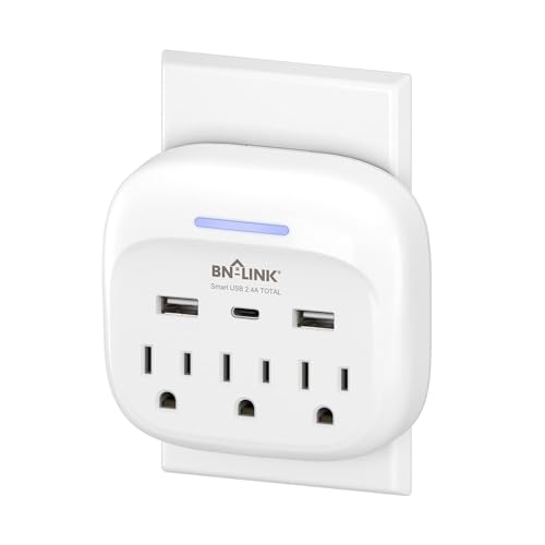 Image of BN-LINK Multi Plug Outlet Extender with USB, Surge Protector Outlet with 3 AC Outlet Splitter and 3 USB Ports (1 USB C), Multi Plug Wall Outlet for Dorm, School, Travel, Office, Home, Travel, 1 Pack