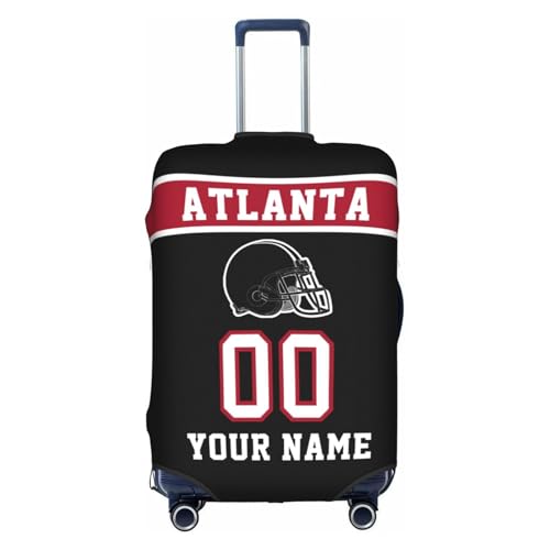 Image of Custom Atlanta Luggage Cover Personalized Football Style Suitcase Cover with Name Number Customized Washable Elastic Sports Travel Suitcase Protector for Business Vacation Gifts