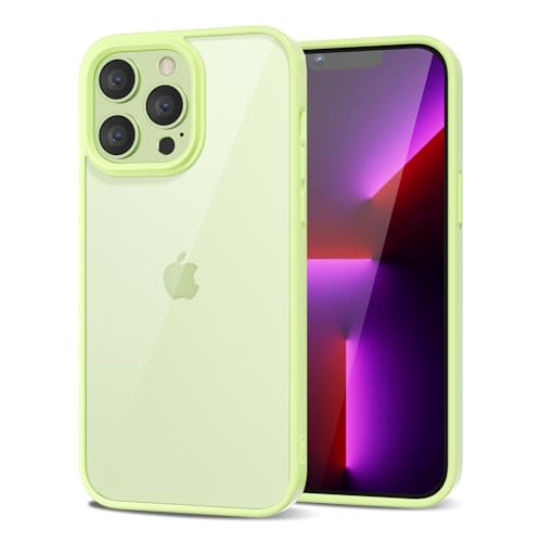 LoeoeL for iPhone 13 Pro Case Clear, Transparent Hybrid 13 Pro Phone Case [Hard Plastic & Soft Silicone Bumper] Acrylic Non Yellowing Thin Slim Protective Cover for Women, Mint Green