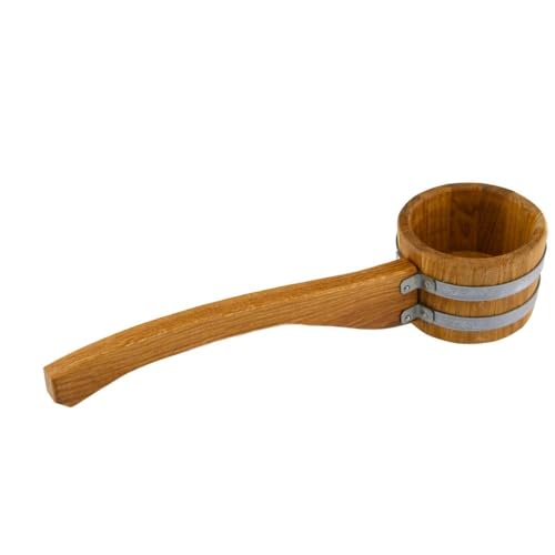 Waldmeister - Mestolo da infusione da 1 litro, mestolo in legno di quercia, accessorio per sauna di alta qualità, realizzato secondo la tradizionale arte baia