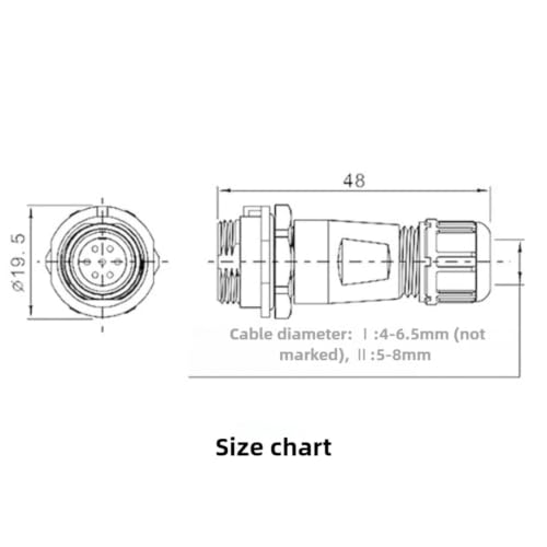 Conector SP13 de 4 pines, juego macho y hembra con socket IP68 7