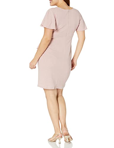 Image of S.L. Fashions Womens Midi V-Neck Sheath Cocktail Dress W /Flutter Sleeves, Wedding Guest (Petite and Regular Sizes)