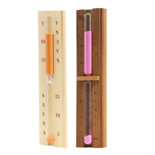 Sandyseptember Sablier en bois pour sauna 15 minutes avec repères de 5/10 minutes, sablier résistant à l'humidité (bois de cèdre rouge)