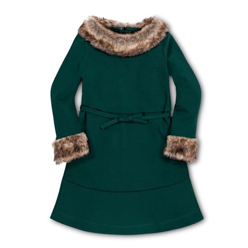 Hope & Henry Girls' Ponte Dress with Faux Fur Collar
