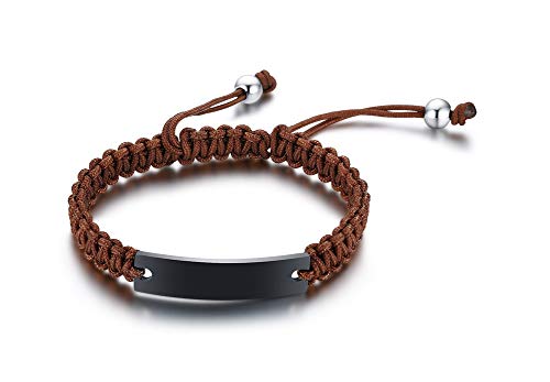 VNOX Customize Friendship Bridesmaid Gift Jewelry Set of 2,3,4,5 Handmade Braided Rope Bracelet,Adjustable (Brown, 1 Piece)