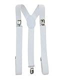 Mens / Womens One Size Suspenders Adjustable - (Various Neon Colors), White