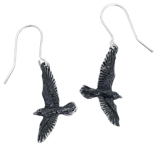 Boucles d'oreilles Corbeau Noir en étain de prestige par Alchemy Gothic pour femme