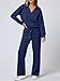 ANRABESS Women's 2 Piece Outfits Lounge Sets Casual Long Sleeve Sweatsuits Polo Top Wide Leg Pants Fall Sweat Matching Sets Navy Blue Small
