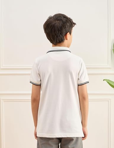 Image of Amazon Brand - Symbol Boys Cotton Rich Striped Polo Tshirt | Collar Tshirts | Half Sleeves | Regular Fit