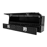 60 Inch Contractor Top Side Boxes with Two Lower Drawers Aluminum Stripes Plated Truck Tool Box Pick Up Truck Bed Tool Box Truck Storage Box Waterproof Toolbox Storage Organizer, 60" x 21" x 13.5"