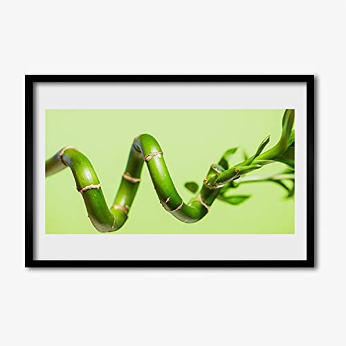 Affiche encadrée 60x40 cm avec cadre en MDF motif plante de bambou pour salon