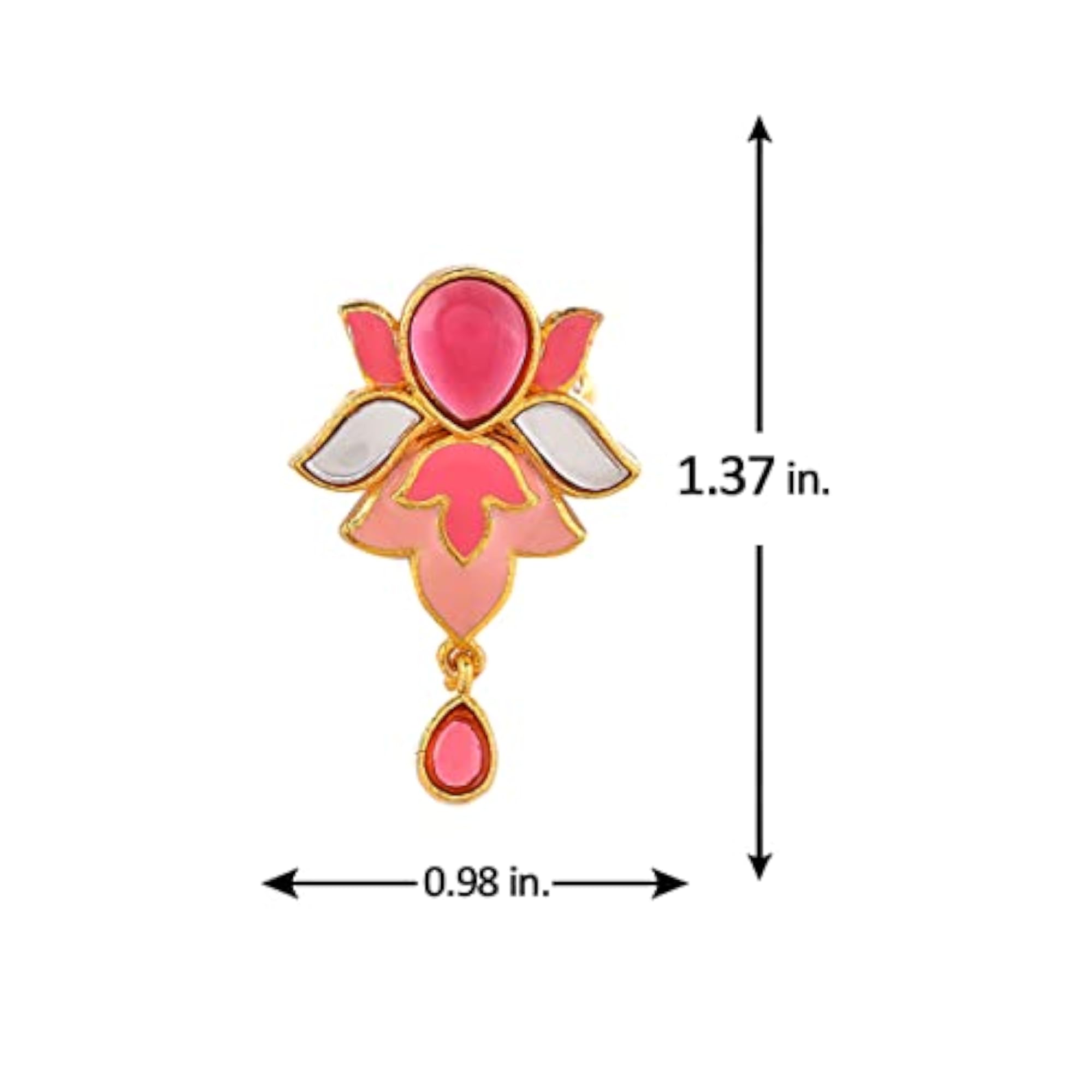 Enamelled Pink Stone Ring