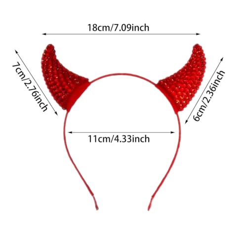 7 Inch Black Red Rhinestone Horns Headband for Halloween Costume Party - image 2