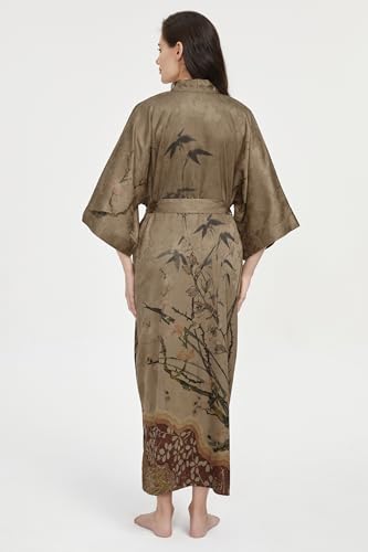 Image of PRODESIGN Kimono Robe for Women - Long Satin Sleepwear Silky Kimono Cover-Up Nightgown Japanese Bathrobe Loungewear Blouse