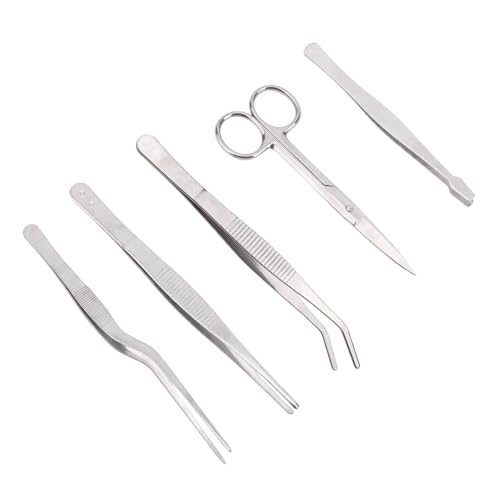 Set de 5 pinzas y tijeras de jardinería de acero inox miniatura 1