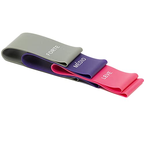 Acte, Kit com 3 Faixas Elásticas Mini Band T71 Com Intensidades Leve Médio e Forte, Diversas Cores