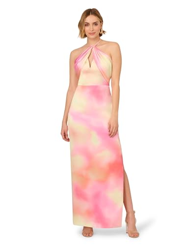 Image of Adrianna Papell Printed Sateen Long Dress