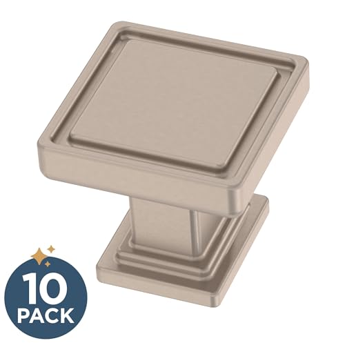 Franklin Brass 10 Pack Brushed Nickel Cabinet Knobs 1 inch (25mm) Kitchen Cabinet Handles and Drawer Knobs for Cupboards, Dressers, Furniture, Bathroom Vanity | Recessed Square by Franklin Brass - Image 2