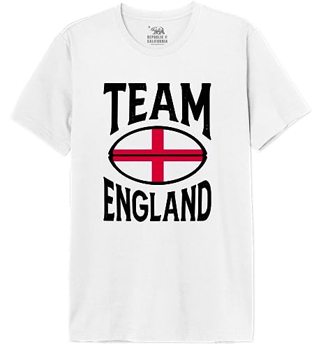 Republic of California Team England imprimée T-Shirt Homme Tee-Shirt Mode Casual Été Confortable à Manches Courtes et col Rond en Respirant Coton,Blanc_Taille 3X-Large