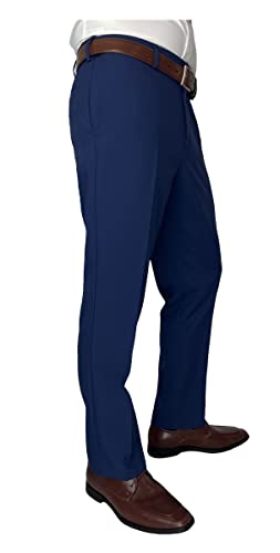 Sir Gregory Men's Fitted Flat Front Dress Pants with Expandable Waistband2
