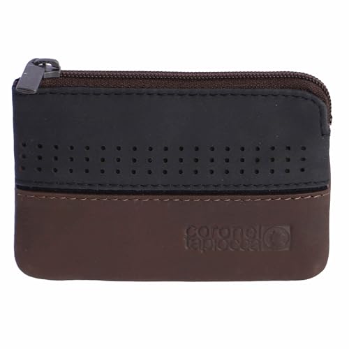 Monedero Coronel Tapiocca Alejo marron y negro para hombre/adolescente con compatimento y ranuras interiores para tarjetas o documentos y bolsillo exterior con cremallera.