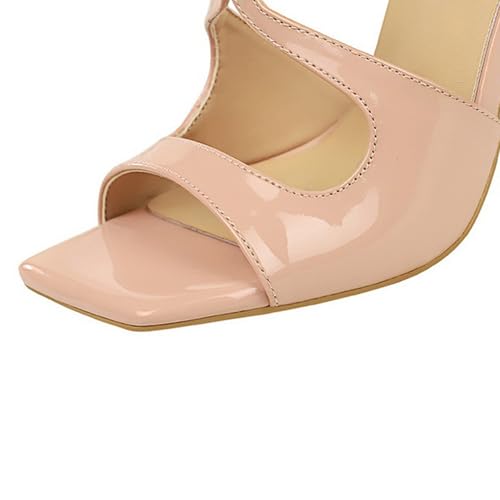 Women's Square Open Toe Cross Strappy Stilettos Heels Sexy Buckle Ankle Strap High Heeled Sandals 3.9in for Party,Prom,Dating,Wedding4